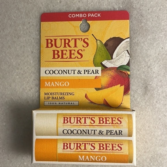 Burt's Bees Coconut & Pear / Mango Moisturizing Lip Balm 100% Natural 2pack - Picture 6 of 6